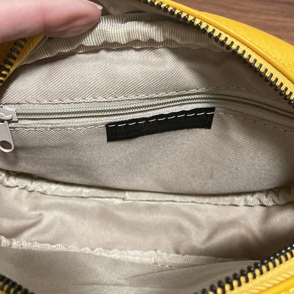Italian Leather Bum Bag in Yellow Stitched design on front / gunmetal hardware. - Picture 5 of 13